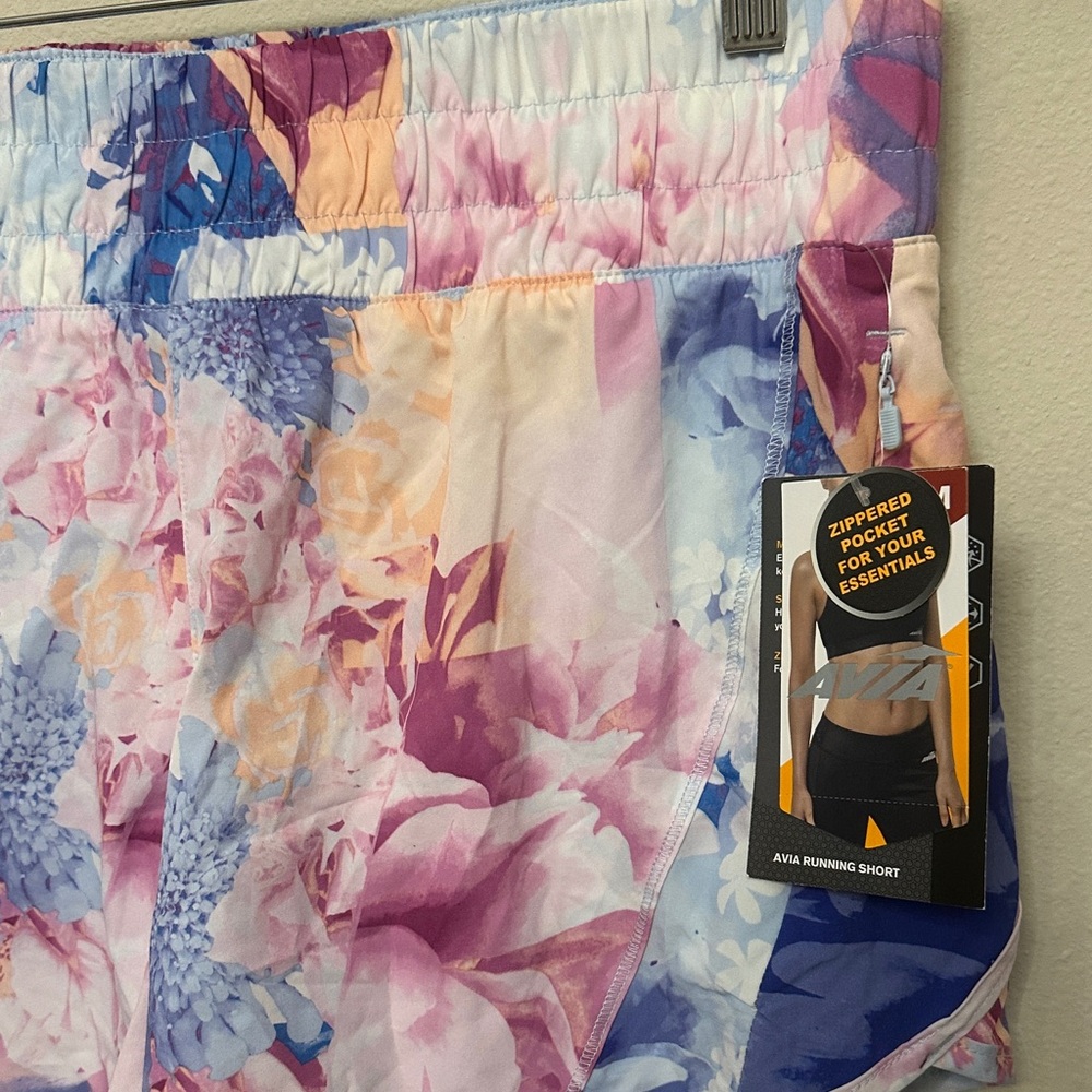 Floral Running Shorts with Built-In Liner - Pink & Blue - Picture 3 of 7